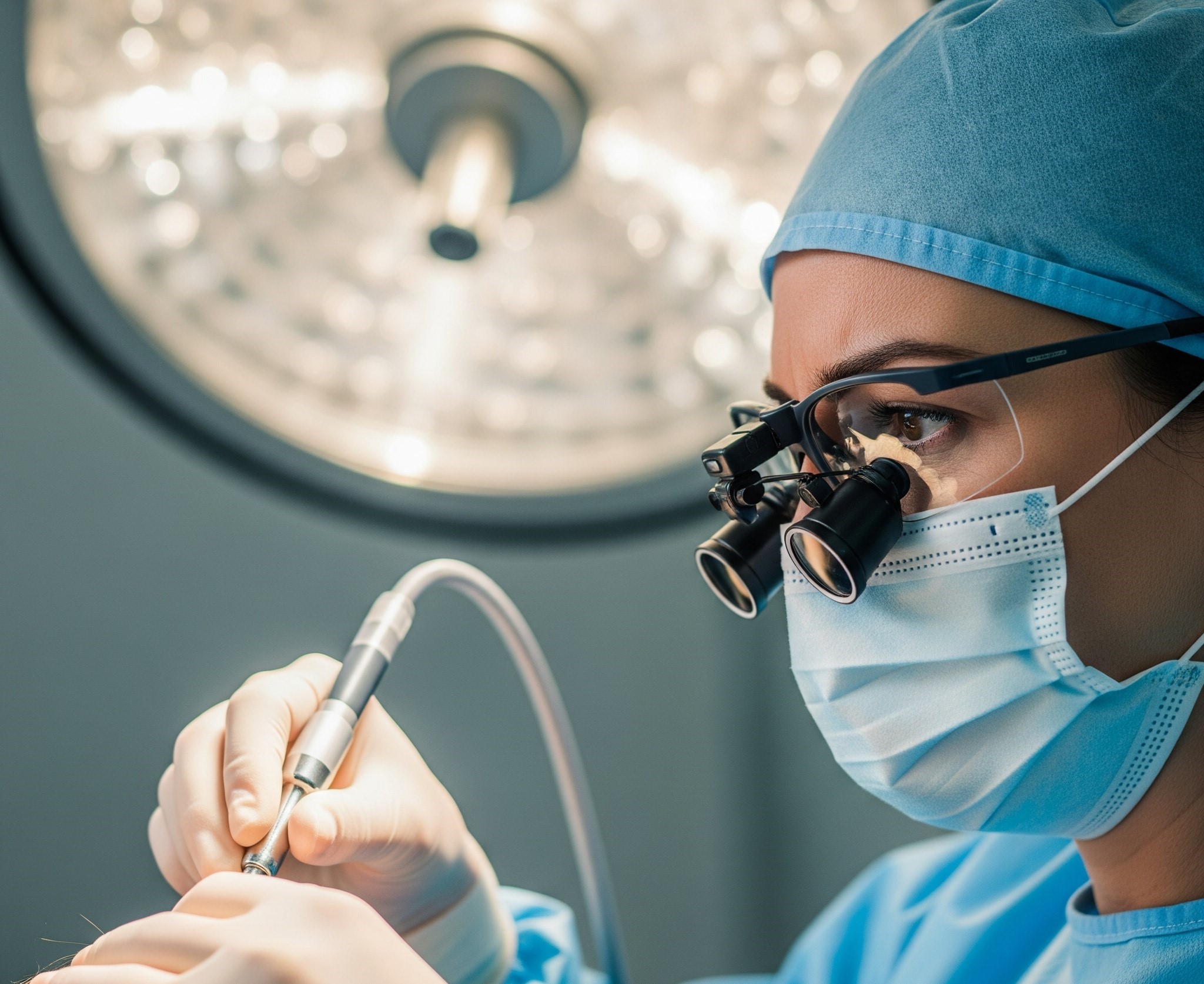 רופאה מומחית מבצעת השתלת שיער